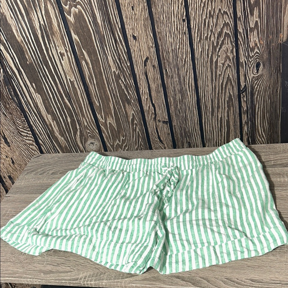 Striped Green and White Women's Lounge Shorts